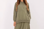 Oversized hooded sweatshirt with side slits