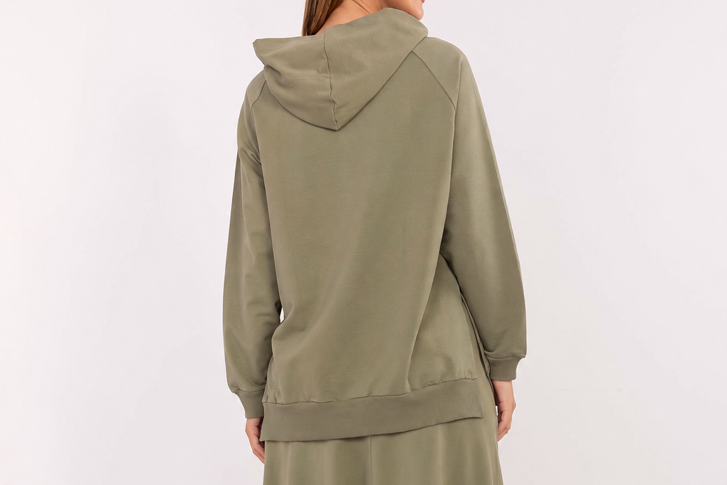 Oversized hooded sweatshirt with side slits