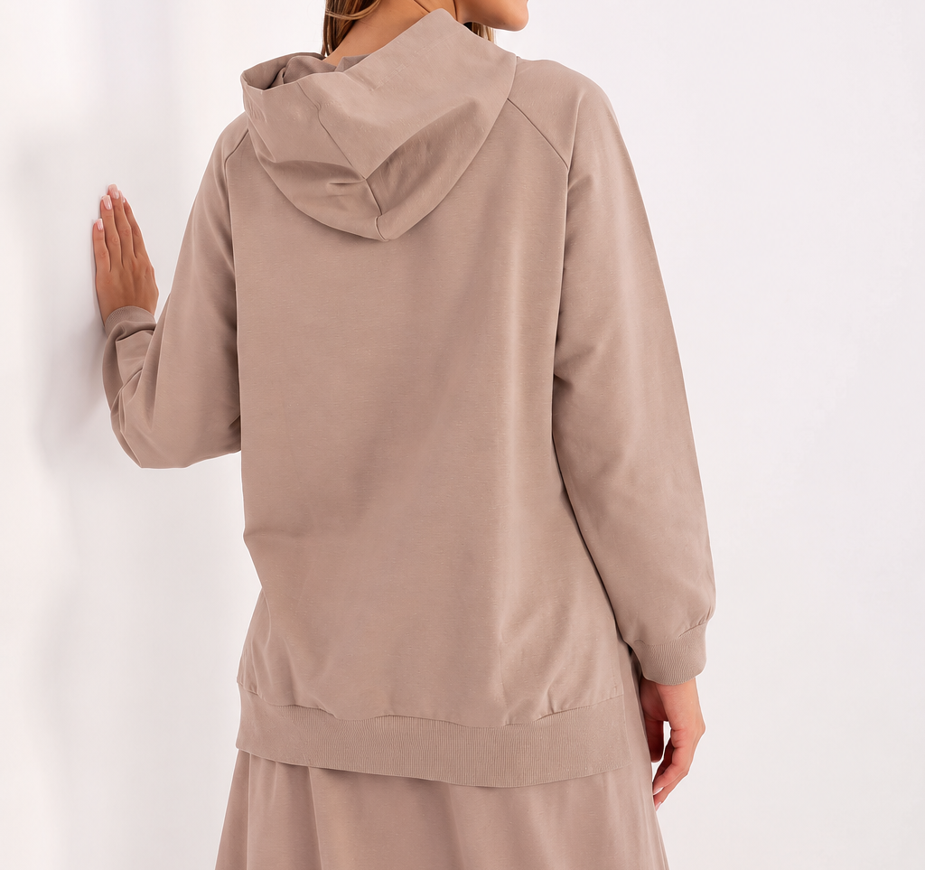 Oversized hooded sweatshirt with side slits