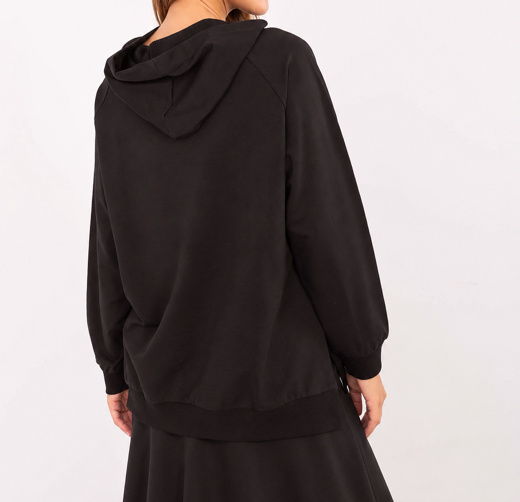 Oversized hooded sweatshirt with side slits