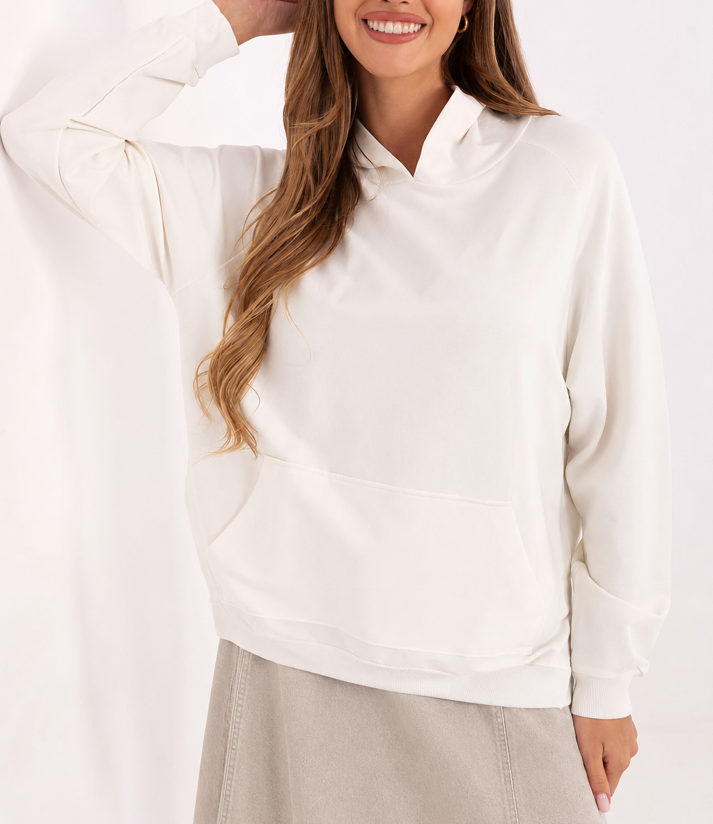 Oversized hooded sweatshirt with side slits