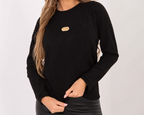 Camisola canelada com aplicação à frente