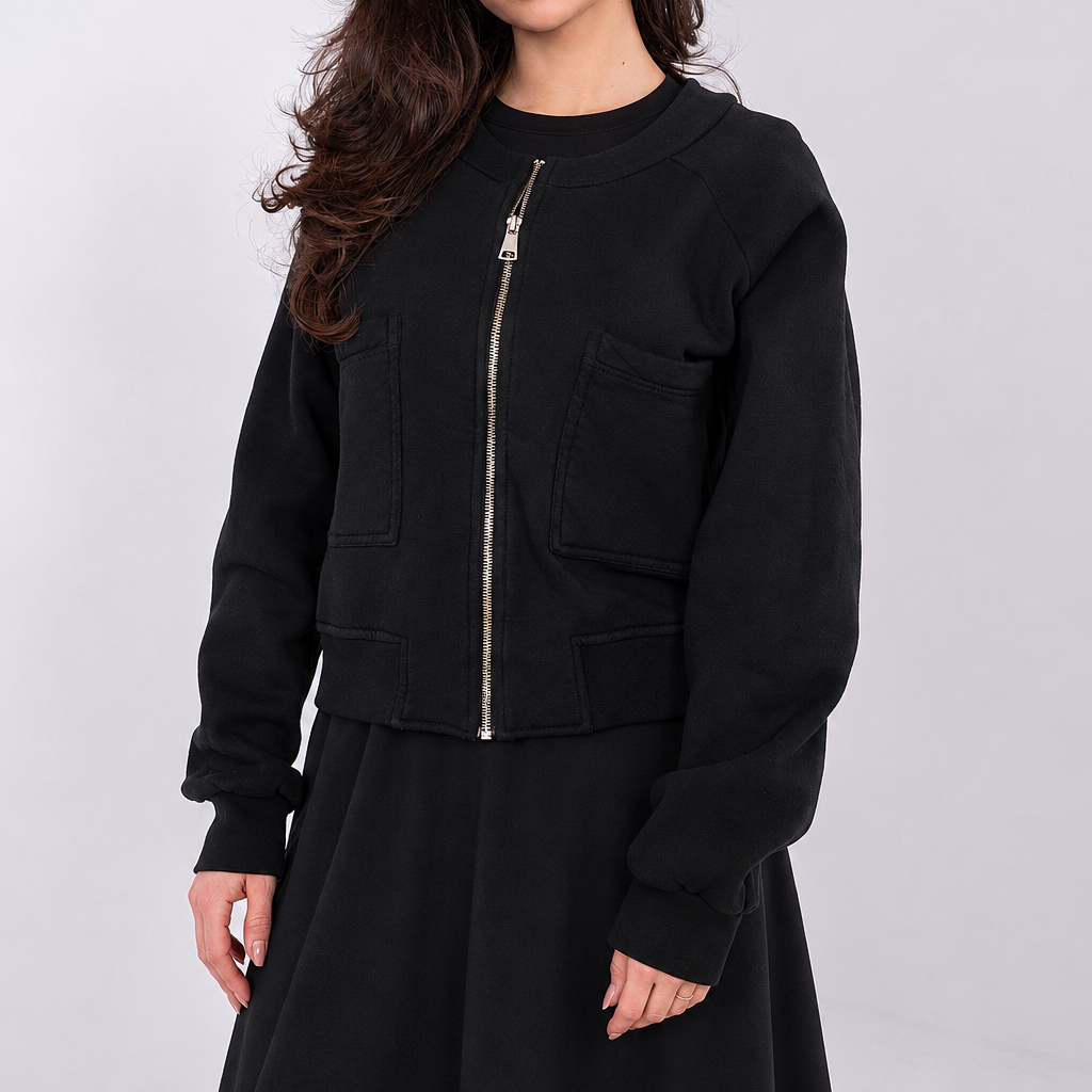 Korte sweater met rits en zakken