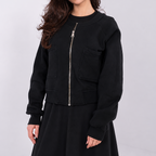 Korte sweater met rits en zakken