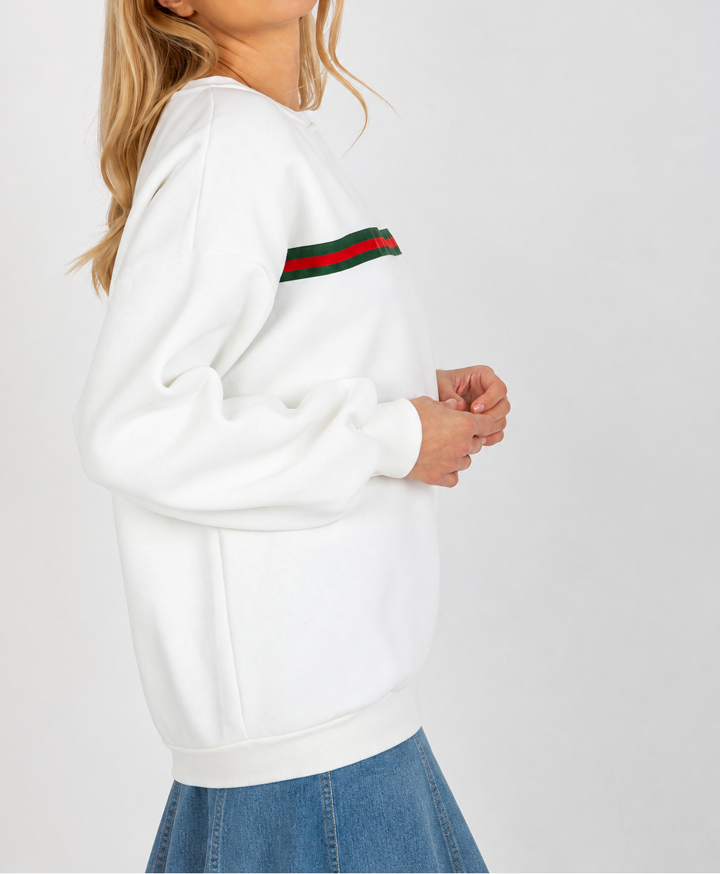 Sweatshirt with a chest stripe