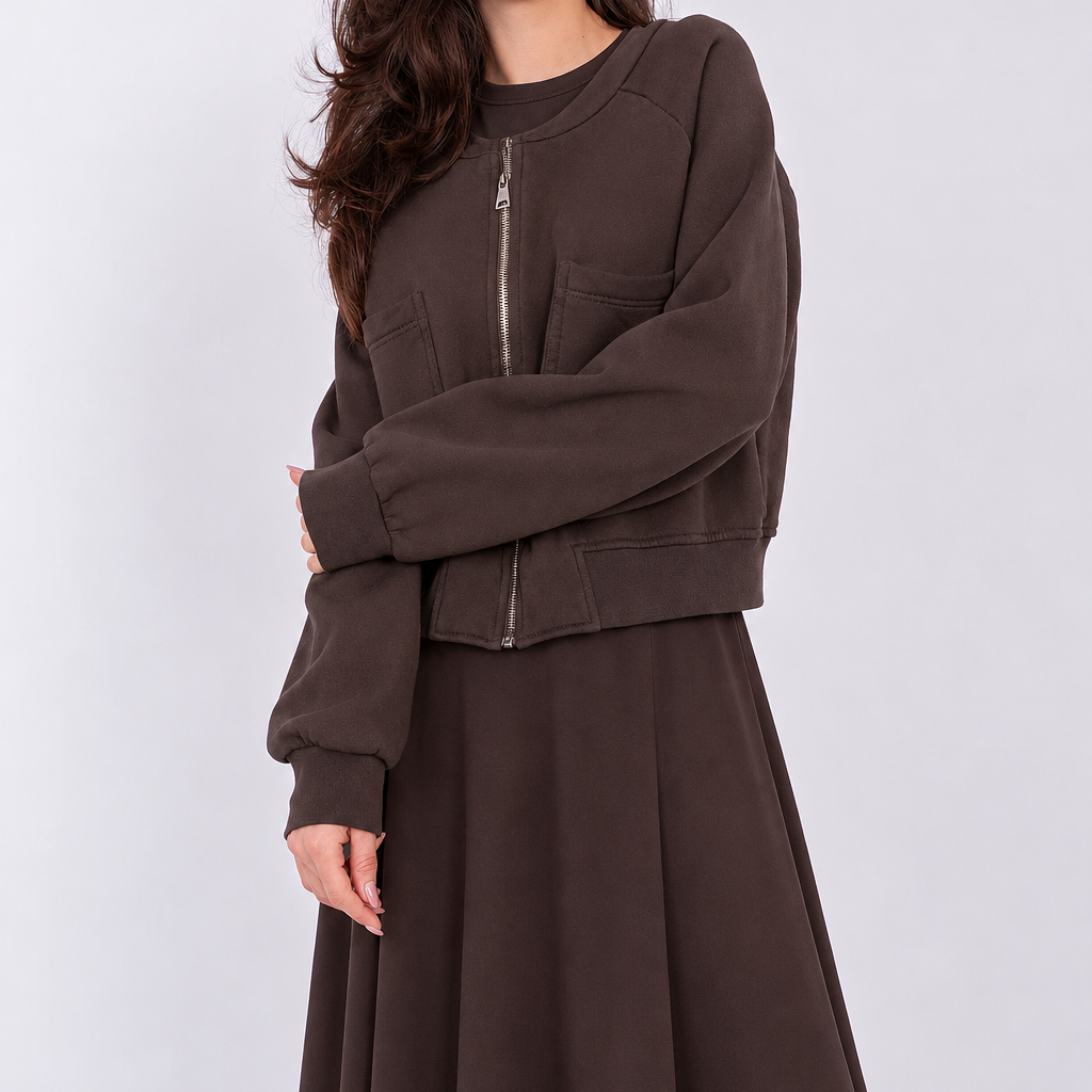 Korte sweater met rits en zakken