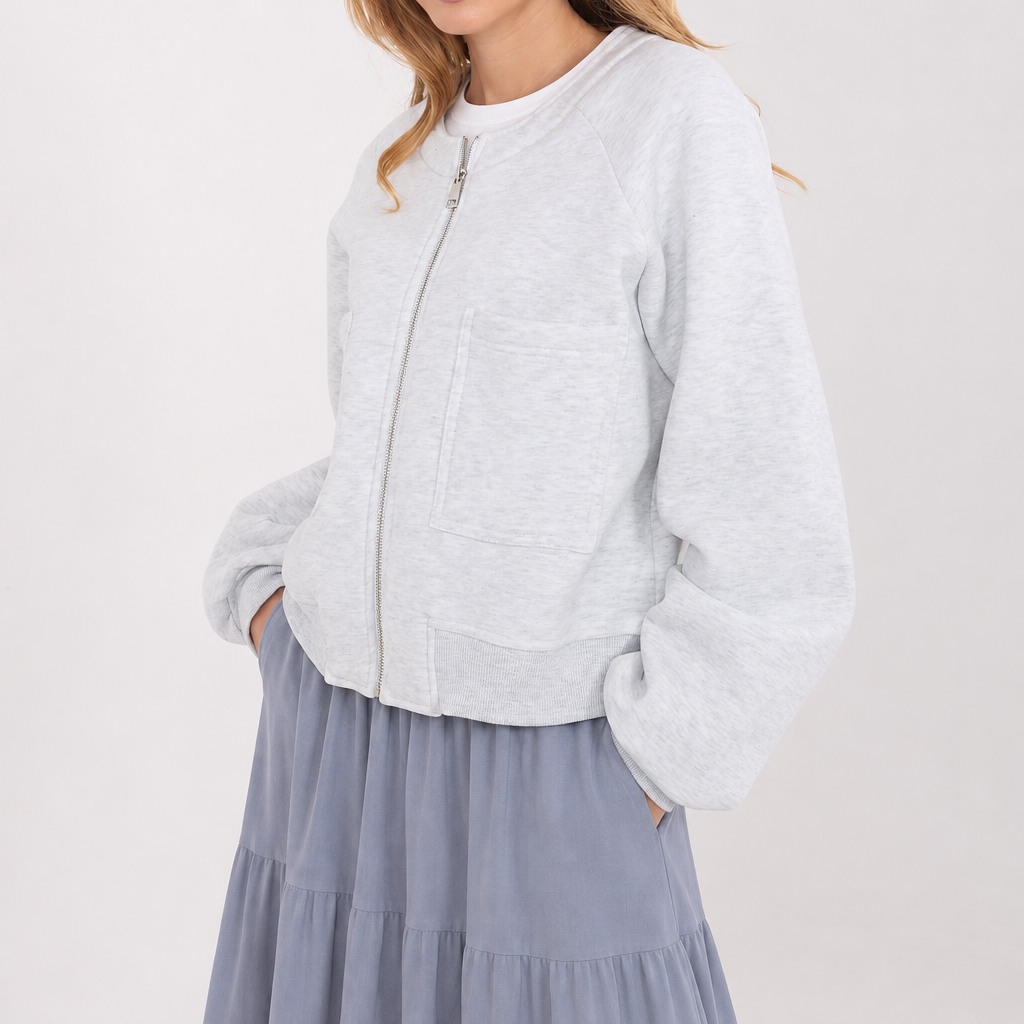 Korte sweater met rits en zakken