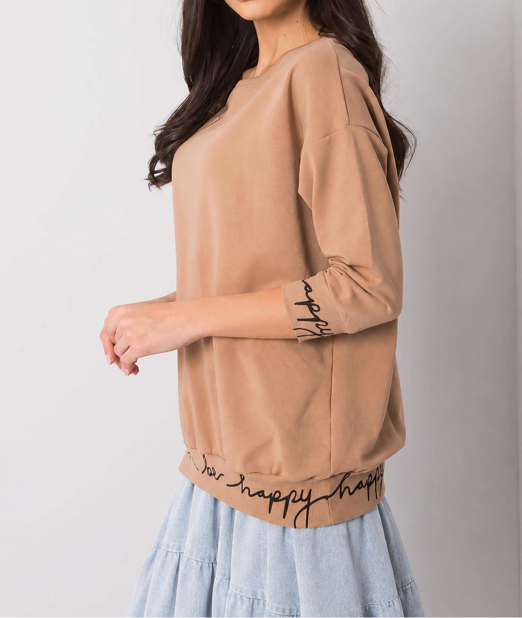 Sweatshirt com mangas a três quartos