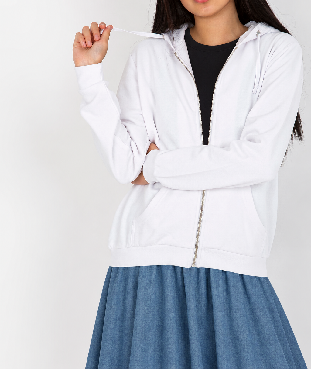 Sweatshirt com capuz e fecho de correr