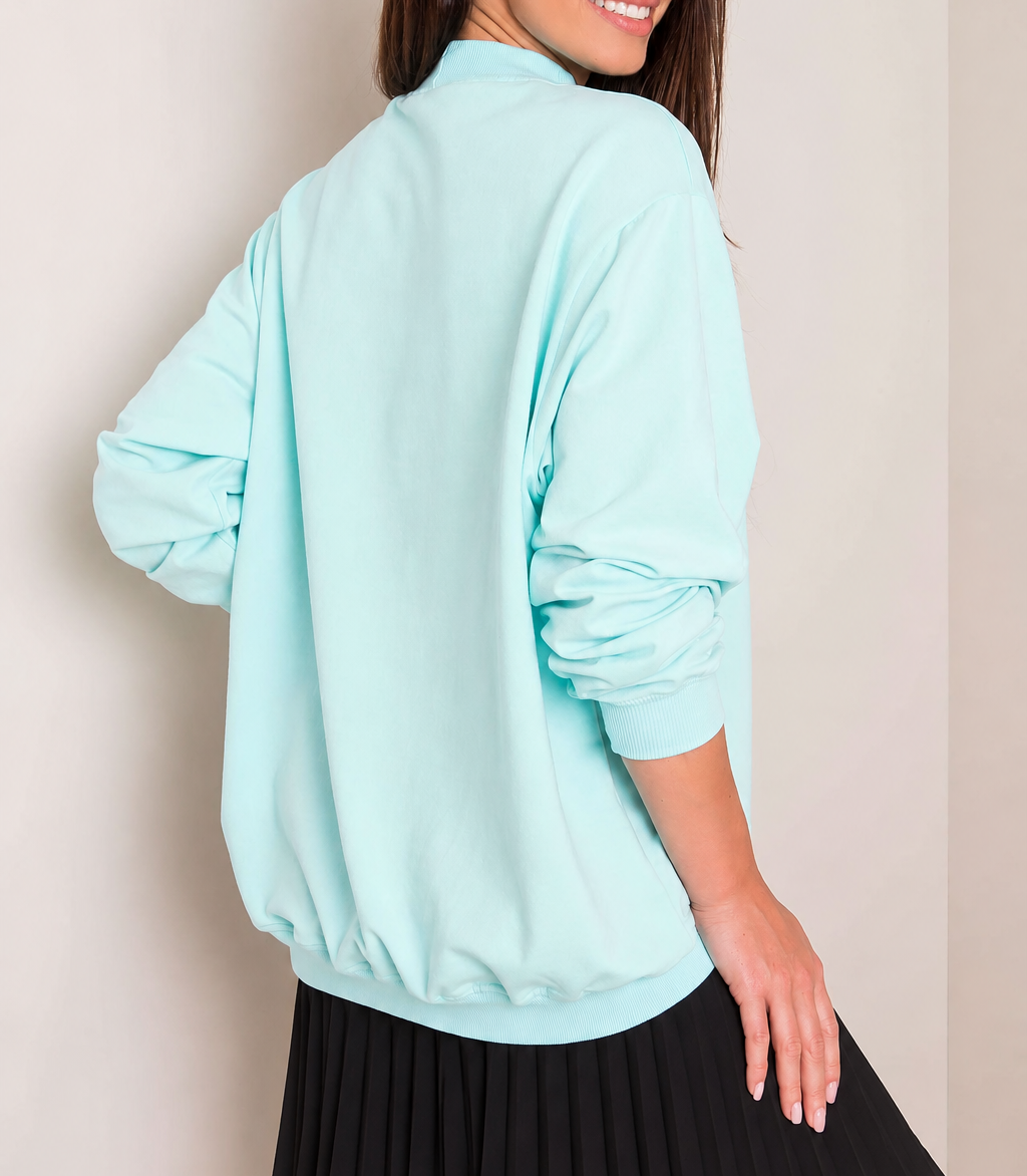Long-sleeved sweatshirt with a stand collar