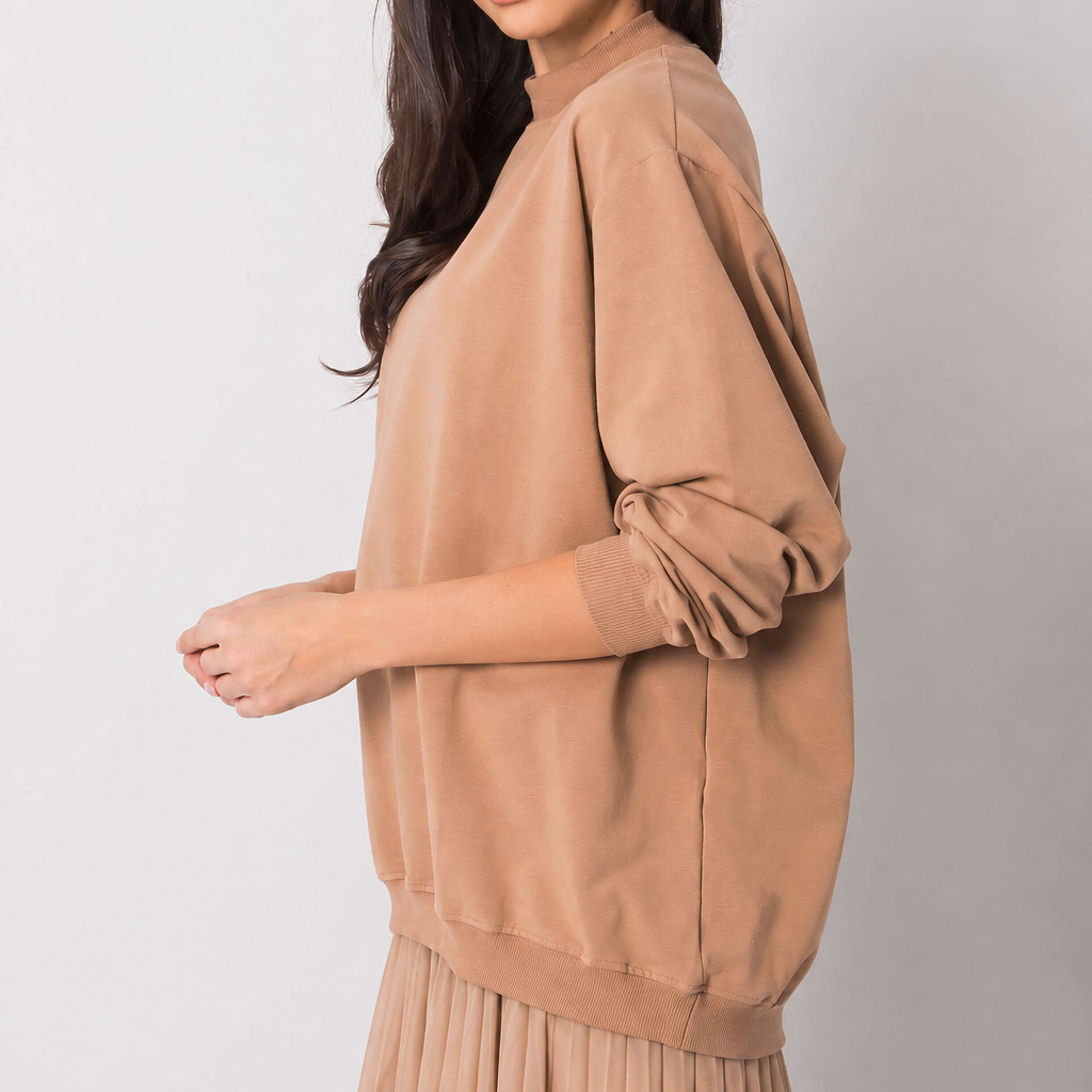 Long-sleeved sweatshirt with a stand collar