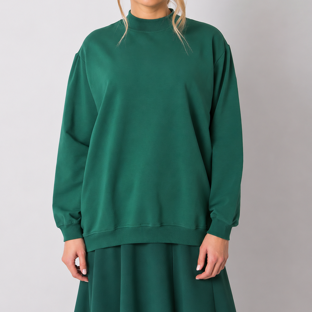 Long-sleeved sweatshirt with a stand collar