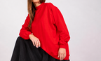 Long-sleeved sweatshirt with a stand collar