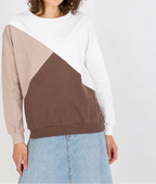 Three-colour sweatshirt with a round neckline