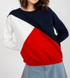 Three-colour sweatshirt with a round neckline