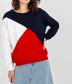 Three-colour sweatshirt with a round neckline