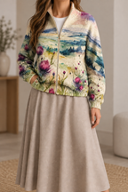 Casaco em fleece com gola alta